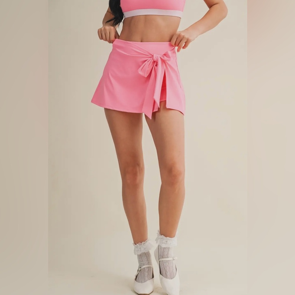 Pink Tie-Waist Skort